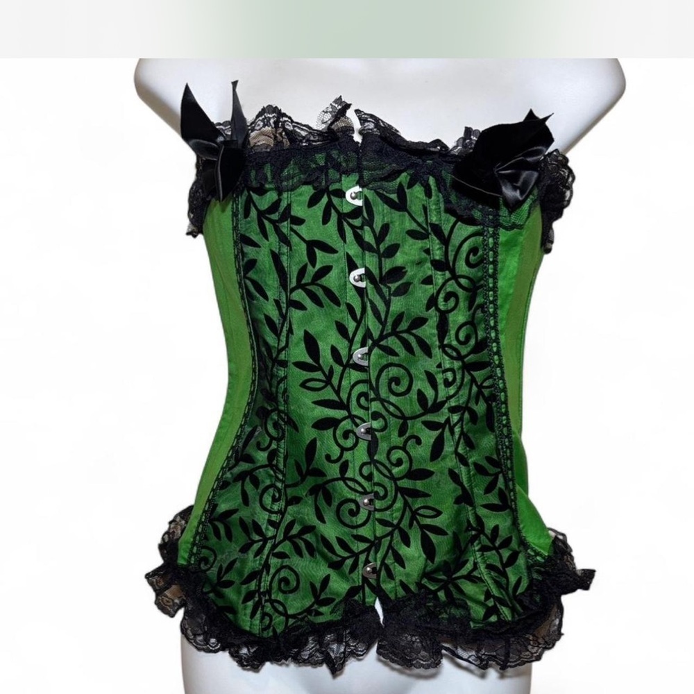 Green and Black Lace Corset